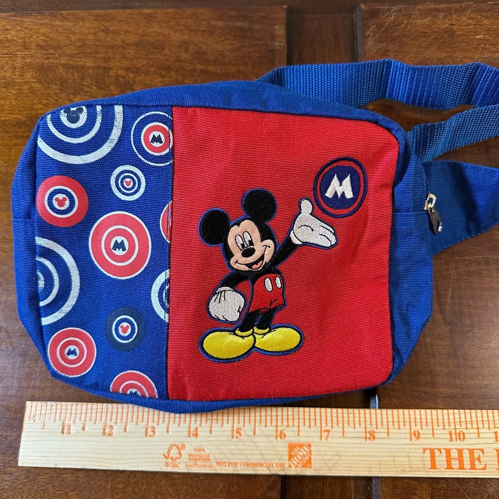 Disney Mickey Mouse Fanny Pack Kids OS Red Blue Embroidered‎ Waist Bag